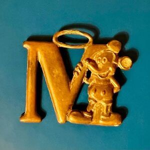 Vintage 70s 80s Leather Metal Walt Disney Mickey Mouse Key Chain Fob Pendant